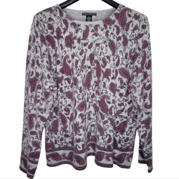 Sarah Spencer Paisley Lambs Wool, Angora Rabbit Hair Sweater, Size 2X - Picture 1 of 6